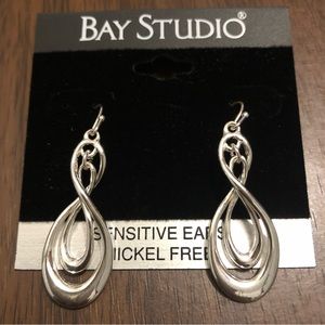 2” Bay Studio Sensitive Ears Nickel free Silver Swirl Dangle Drop Earrings B19